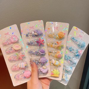 Pinzas para el pelo de lentejuelas para niñas, bonitas horquillas de concha y estrella de mar, accesorios para el cabello para bebés y niñas, para flequillo lateral. - Product Image 2