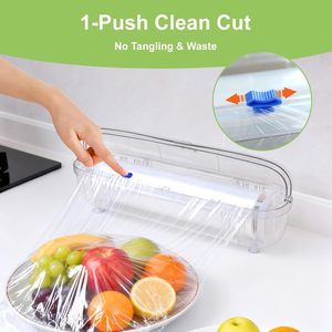 HuamaohengchunPlastic <b>Wrap</b> with Slide Cutter - Food Cling <b>Wrap</b> Reusable Cling Film Dispenser Fits 12" Rolls BPA-Free Cuts - Product Image 5