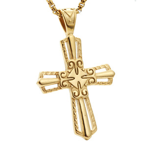 yunnique <b>Cross</b> Pendant Necklace Fashion Gold Zinc Alloy Unisex Gift Jewelry - Product Image 1