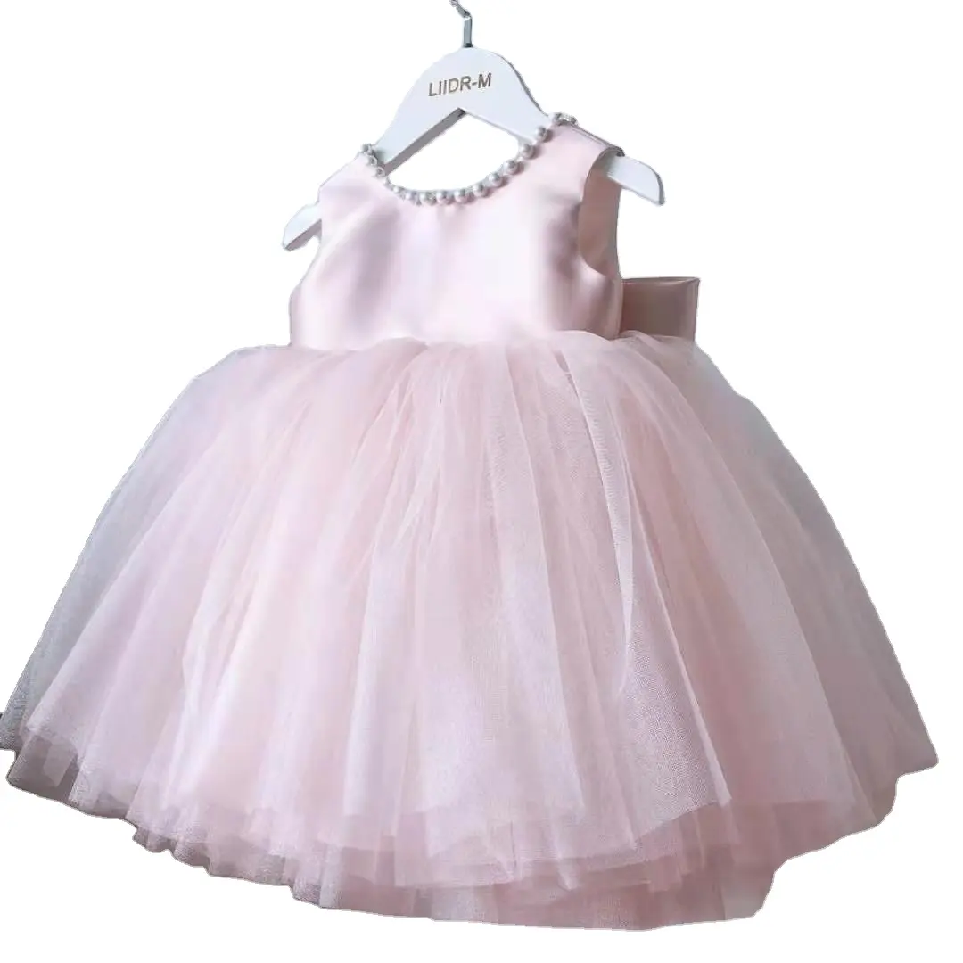 Best selling fashion meisje Korte Mouw Zomer Prinses feestjurk kant jurk Bod boog-knoop lage prijs kids kleding