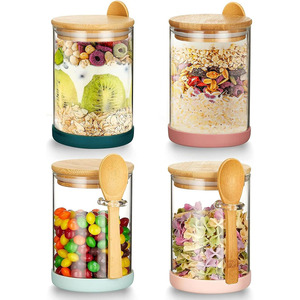 Récipients d'avoine <span class=keywords><strong>de</strong></span> nuit avec couvercles et cuillères Pot <span class=keywords><strong>de</strong></span> préparation <span class=keywords><strong>de</strong></span> repas à salade avec couvercles en bambou pour céréales à salade <span class=keywords><strong>de</strong></span> pouding aux graines <span class=keywords><strong>de</strong></span> <span class=keywords><strong>chia</strong></span> - Product Image 3