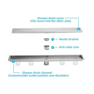 Huafa 304 Acier Inoxydable Salle De Bains Carrelage Insert Linéaire Douche Drain De Sol Canal - Product Image 5