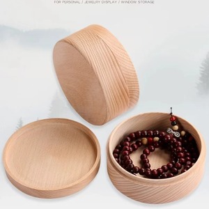 Round Wooden Jewelry <b>Box</b> Beech Wood 9cm Diameter Solid Wood Storage Ring <b>Earring</b> Necklace <b>Gift</b> Packaging Desktop Organizer - Product Image 5