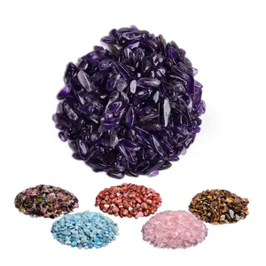 Vente en gros de puces de cristal d'améthyste de gravier de quartz de rose naturel pierre de guérison décoration de la maison