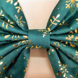 Custom <b>Christmas</b> Velvet <b>Gold</b> Foil Printed <b>Christmas</b> <b>Tree</b> Decoration Bow - Product Image 6