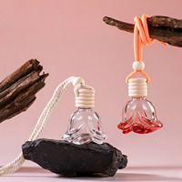 Botol Aromaterapi Mobil Kosong 10ml, Botol Parfum Kaca Isi Ulang Motif Bunga Mawar, Liontin Gantung Pengharum Udara Mobil