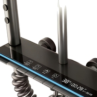 Système de douche pluie intelligent en aluminium brossé avec touches piano, affichage numérique LED, pommeau de douche thermostatique et barre coulissante