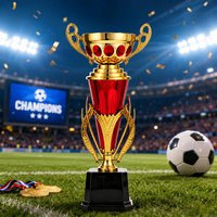 Trofeo Rojo Clásico Más Vendido, Trofeo de Fútbol Personalizable, Trofeo con Forma de Ala en el Lateral, Trofeo de Plástico