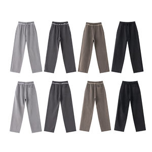 Pantalones de pierna recta de peso pesado 2025 Otoño American Retro, marca de moda Forrado de lana, desgastado Raw-Edge Washed - Product Image 2