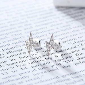 KE0532 Pendientes de Plata 925 con Circonitas Arcoíris en Forma de Rayo, Chapados en Oro, Joyería Colorida y Moderna para <span class=keywords><strong>Chicas</strong></span> - Product Image 6
