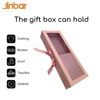 Solutions d'emballage Jinbar, grandes boîtes en carton avec boîte cadeau en soie rose, fleur transparente pour Noël, boîte cadeau en papier pour demoiselle d'honneur