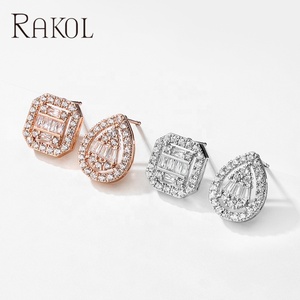 Rakol Sp3177 Bông Tai Cubic Zirconia Mặt Dây Chuyền Vòng Cổ Trang Sức <span class=keywords><strong>Set</strong></span> Cô Dâu Bông Tai Bạc - Product Image 4