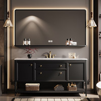 Meuble-lavabo de salle de bain sur pied de style européen haut de gamme avec lavabo, production personnalisable disponible.