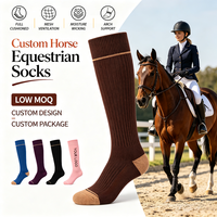 Chaussettes d'équitation unisexes avec logo, design coussiné, en coton tricoté, personnalisables, vente en gros