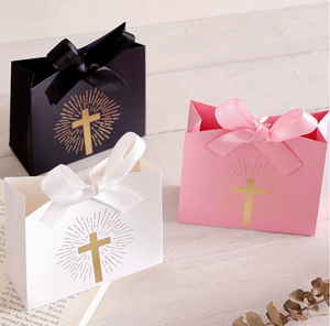 Caja de Dulces Blanca con Relieve Dorado, Embalaje de Regalo con Cruz para Fiestas de <span class=keywords><strong>Primera</strong></span> Comunión - Product Image 4