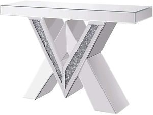 Wholesale New Arrivals Modern Style <strong>Crush</strong> <strong>Diamond</strong> Double v Mirror Console Table <strong>Furniture</strong> for Living Room Decoration - Product Image 2