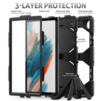 Hibrid ağır silikon defender Samsung kılıfı Galaxy Tab A8 10.5 inç 2021 X200 X205 için ekran koruyucu dahili