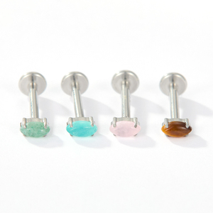 Piercing de Labio de Piedra Natural con Parte Superior de Titanio de 16G con Rosca Interna - Product Image 3