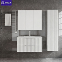 Ensemble complet de meuble-lavabo de salle de bain blanc en MDF étanche sur mesure avec armoire latérale et vasque pour projets et commandes en gros