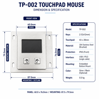 Souris tactile industrielle en acier inoxydable étanche IP65 personnalisée TP-002, 2 touches USB PS/2 pour machine CNC, kiosque