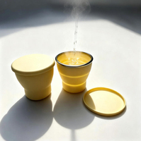 Gobelet de voyage pliable en silicone avec bord en acier inoxydable, bouteille compacte réutilisable pour café et thé