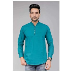 Kurta ผ้าฝ้ายคุณภาพพรีเมี่ยมสำหรับผู้ชายกางเกงขาสั้นทันสมัยสวมใส่สบายปกติสำหรับฤดูร้อนฤดูหนาวชุดปาร์ตี้ทางการของอินเดีย - Product Image 1