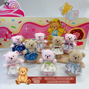 Teddy ISLAND Série de jupes personnalisées sous licence mondiale, Peluche ours en peluche mignonne avec jupe bleue - Product Image 6