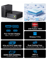 AMD Ryzen 5 7 6600H 7840HS 8845HS Gaming Mini PC 8-Core 16-Thread 32GB DDR5 1TB SSD Windows 11 Baru