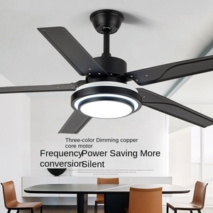 Ventilador de Techo Moderno con Lámpara LED de 5 Aspas y 52 Pulgadas, con Control Remoto, Motor Silencioso de 36W, Regulable, 3 Velocidades, para Baño - Product Image 2