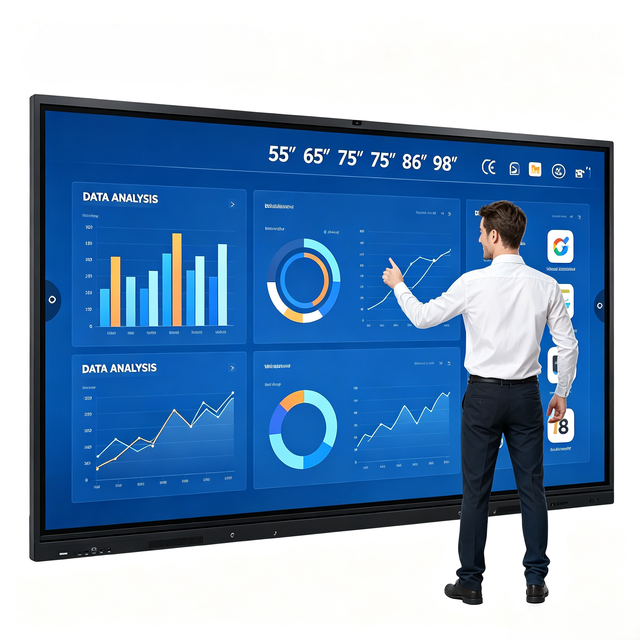 Large Size 65/75/86/110 Inch Interactive Conference Screen 4K UHD Touch Control Dual OS Office Teaching Display