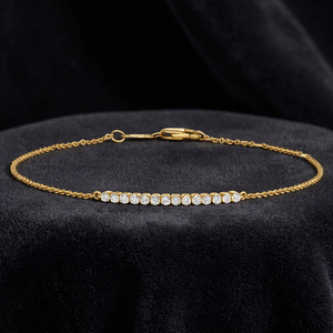 Pulsera de cadena con diamantes de talla redonda y engaste compartido - Product Image 3