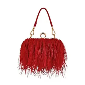 फैशन टासल डिचेबल चेन ओस्ट्रिक पंख क्रॉसबॉडी बैग महिलाओं के लिए बकल स्लिंग बैग