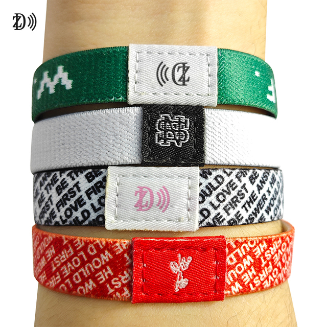 OEM ISO14443A Access Control RFID Elastic Wristband NFC Fabric Bracelet for Payment Event Festival Concert