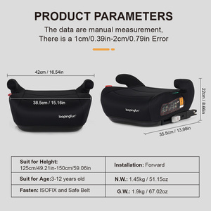 เบาะนั่งนิรภัยสำหรับเด็ก Loopingfun WG15 ได้รับการรับรองมาตรฐาน ECE R129 รับน้ำหนักได้ 36 กก. สำหรับเด็กอายุ 4-12 ปี สูง 125-150 ซม. <span class=keywords><strong>ระบบ</strong></span> <span class=keywords><strong>ISOFIX</strong></span> - Product Image 3
