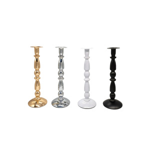 Candelabro in Ferro Stile Retrò Europeo, Decorazione Floreale per Tavolo Principale Matrimonio, Portacandela Singolo in Metallo Placcato <span class=keywords><strong>Oro</strong></span> Nero - Product Image 2