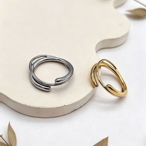yunnique Geometric Line <b>Titanium</b> Steel <b>Ring</b> Unisex Jewelry Gift Silver Gold XYR0180 - Product Image 4