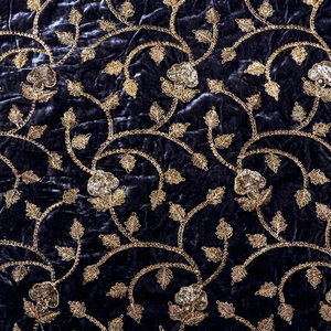 Premium Sequin Velvet Fabric with Embroidery for Wedding Gowns Evening Wear and Luxury Fashion Collections - Product Image 1