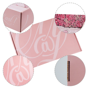 Tùy chỉnh màu hồng Đôi in ấn Quà tặng đám cưới bao bì hộp giấy sóng - Product Image 3