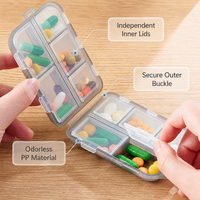 Boîte à pilules pliable à 10 compartiments avec logo personnalisé, grande capacité, boîte à médicaments hebdomadaire, étanche à l'humidité, étui pour compléments alimentaires sans BPA, vente en gros