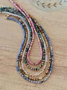 Super Shiny Zircon Pendant <b>Choker</b> Dainty Multicolor Natural Stone Beaded Necklace Handmade Minimalist Waterproof Jewelry for Her - Product Image 2
