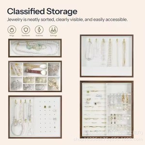 Solid Wood Jewelry <b>Box</b> Storage With Lock Rectangle Multipurpose Jewelry Organizer - Product Image 4