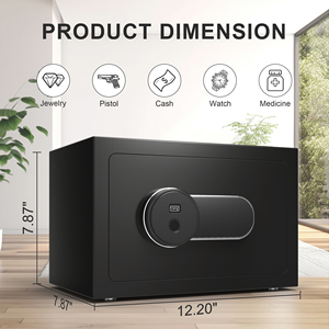 Coffre-fort domestique à empreintes digitales, coffre-fort en acier pour bureau, petit coffre-fort - Product Image 5