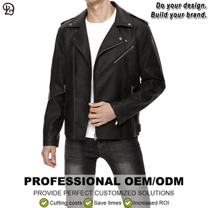 مخصص للرجال خمر سحاب غير متماثل Faux مصمم طية صدر دراجة نارية خريف شتاء ملابس الشارع للرجال - Product Image 2