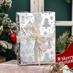 Christmas <b>Wrapping</b> <b>Paper</b> Roll 17in X 33ft Silver Tree Snowflake Reversible Design For Holiday Gift <b>Wrapping</b> - Product Image 3