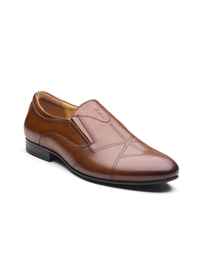 Calzado Mocasín Clásico de Punta Redonda para Hombre en Cuero Crust Importado con Práctica Construcción sin Cordones y Forro de Cuero DD - Product Image 2