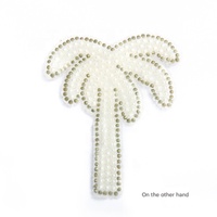 Patch thermocollant à motif de cocotier en gros, applique créative en strass perlé pour la décoration de bagages, chaussettes, chapeaux