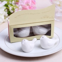 2 pièces Pots à épices créatifs en porcelaine blanche, motif oiseaux amoureux, pour sel et poivre, souvenirs de mariage, cadeaux pour invités