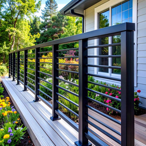 מעקה מרפסת/מדרגות/וילה מודרני, עמיד בפני חלודה, עשוי סגסוגת אלומיניום ופלדת אל-חלד, עם הגנה מפני קרינת UV, להרכבה עצמית. - Product Image 3