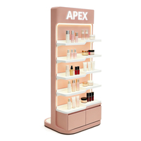 Étagère de présentation cosmétique LED sur pied personnalisée OEM avec armoire de rangement pour salon de beauté