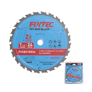 Lame de scie circulaire TCT FIXTEC de qualité industrielle 185*15.88mm*24T pour le travail du bois, outil de coupe OEM, 2 fois plus rapide que la normale FCSB3 - Product Image 1